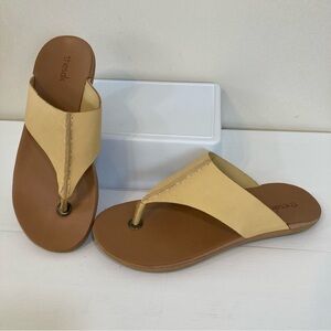 The Sak Los Feliz Toe Post Sz 9 Womens Leather Thong Sandals Buttercup Comfort